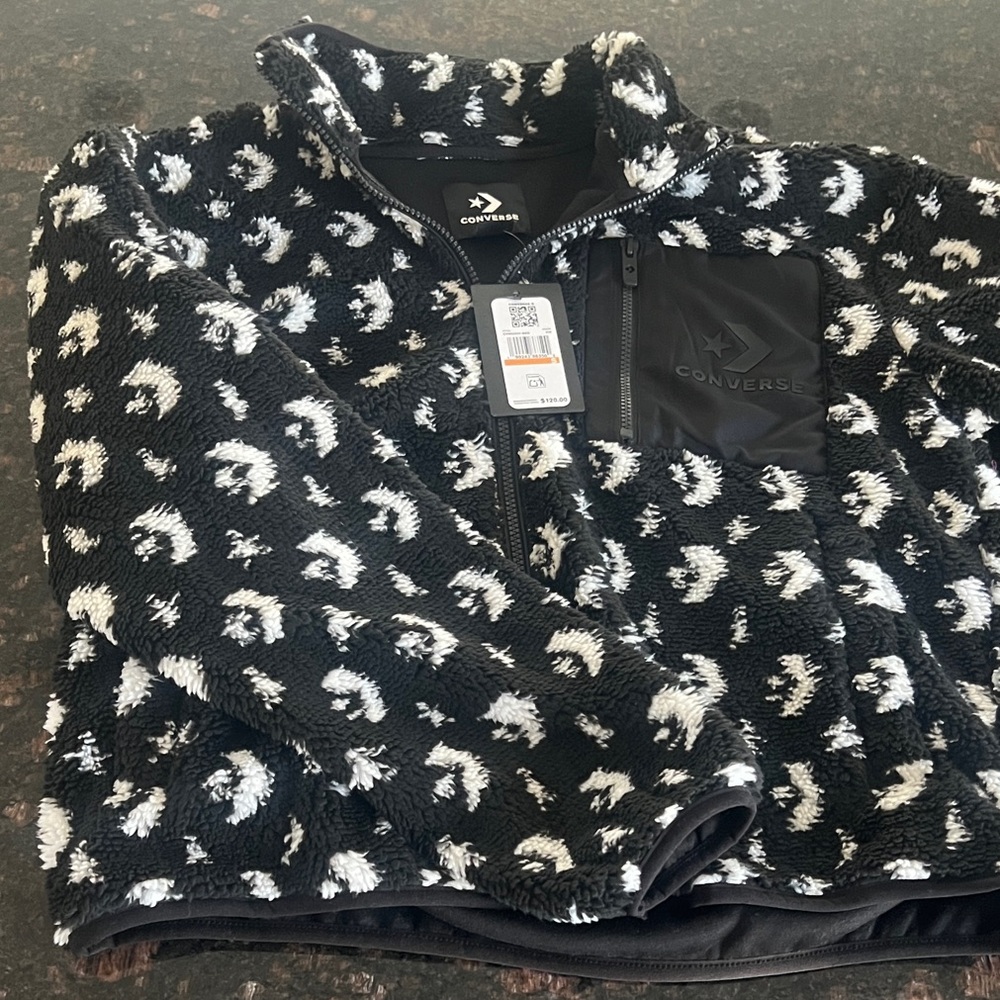 BRAND NEW Small Converse Monochrome Patterned Fleece Jacket